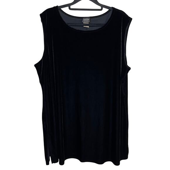 Vintage Velvet Sleeveless Tank Black Size 2X Whimsygoth Holiday Party Minimalist - Picture 1 of 8